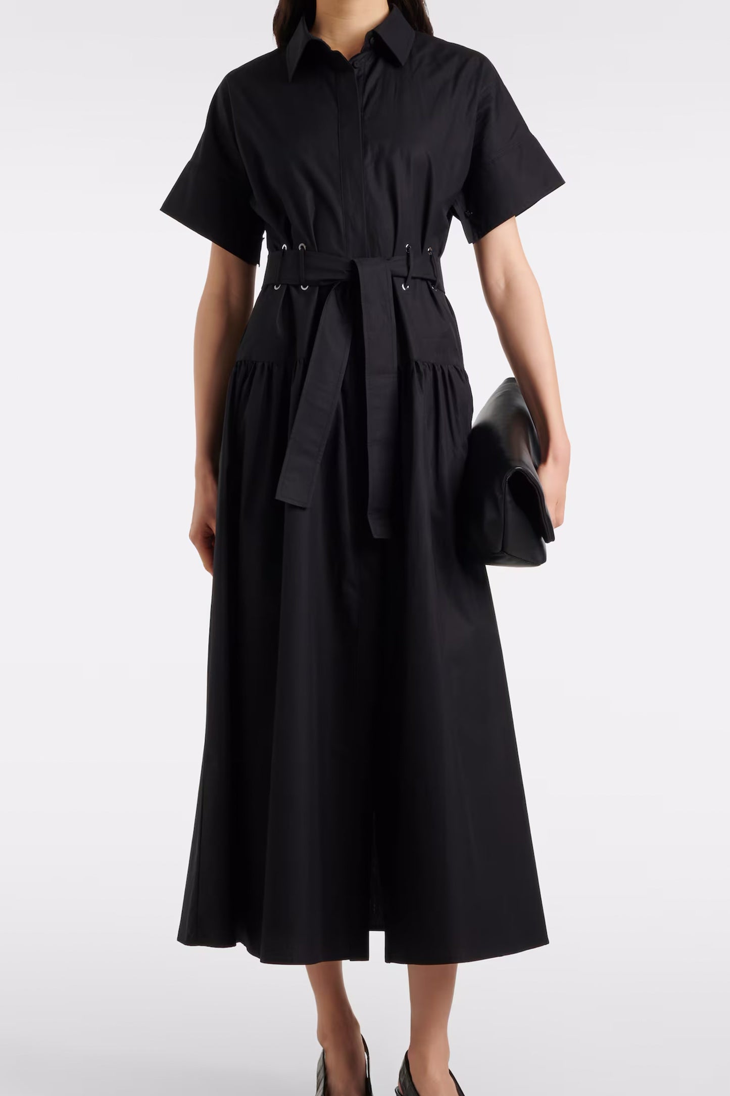 Agoraio Pleated Cotton Shirt Dress