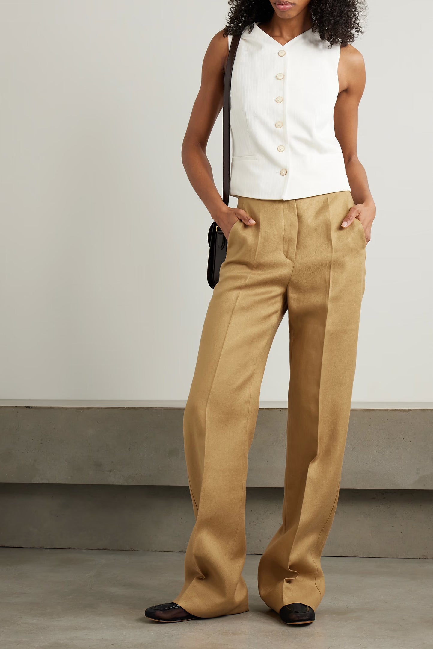 Aversa Embroidered Linen Wide-leg Pants