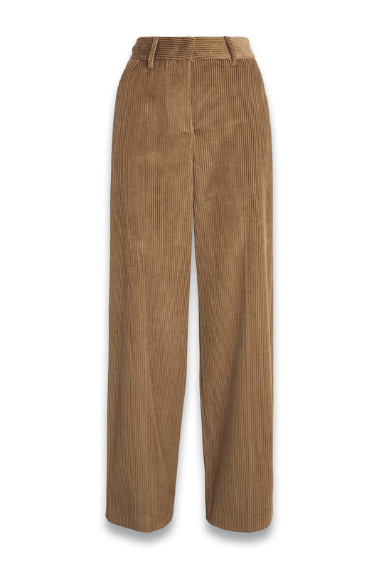 Beige Corduroy Straight Trousers