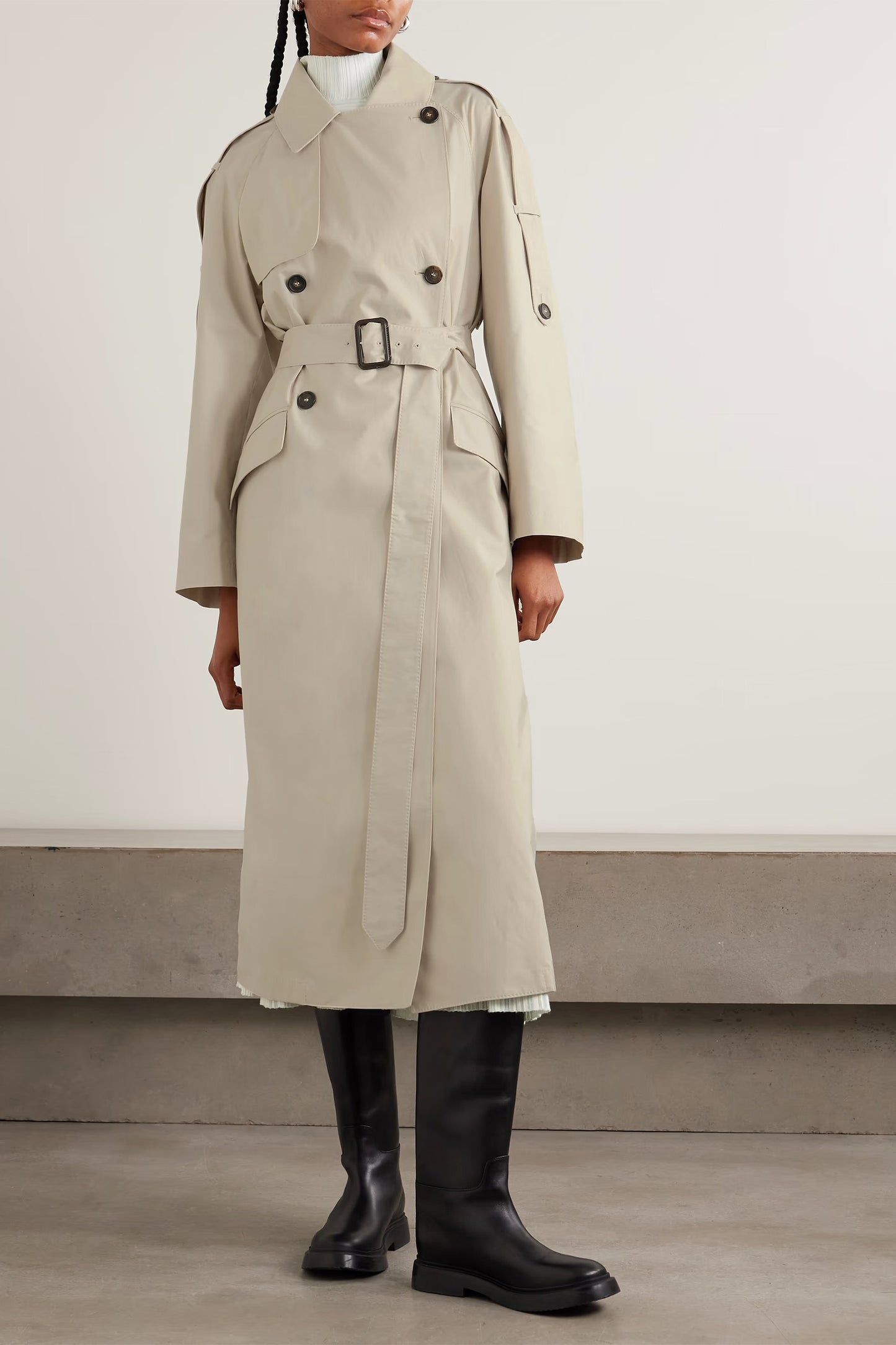 Delfino Double-breasted Belted Cotton-blend Twill Trench Coat