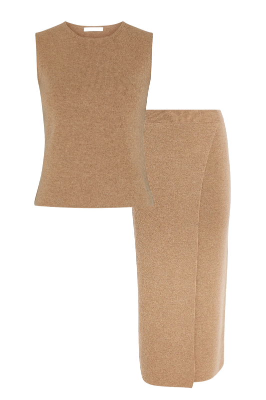Fosco Wool & Cashmere-Blend Vest and Umbria Wrap-Effect Wool & Cashmere-Blend Midi Skirt