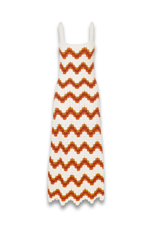 Marea Striped Crocheted Cotton Maxi Dress