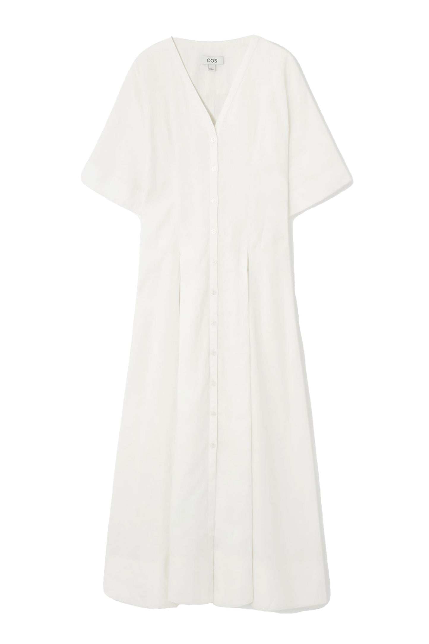 Pleated A-line Midi Shirt Dress