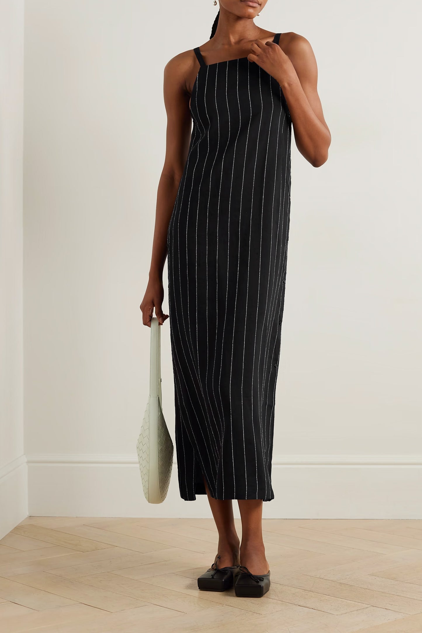Etta Pinstriped Woven Midi Dress