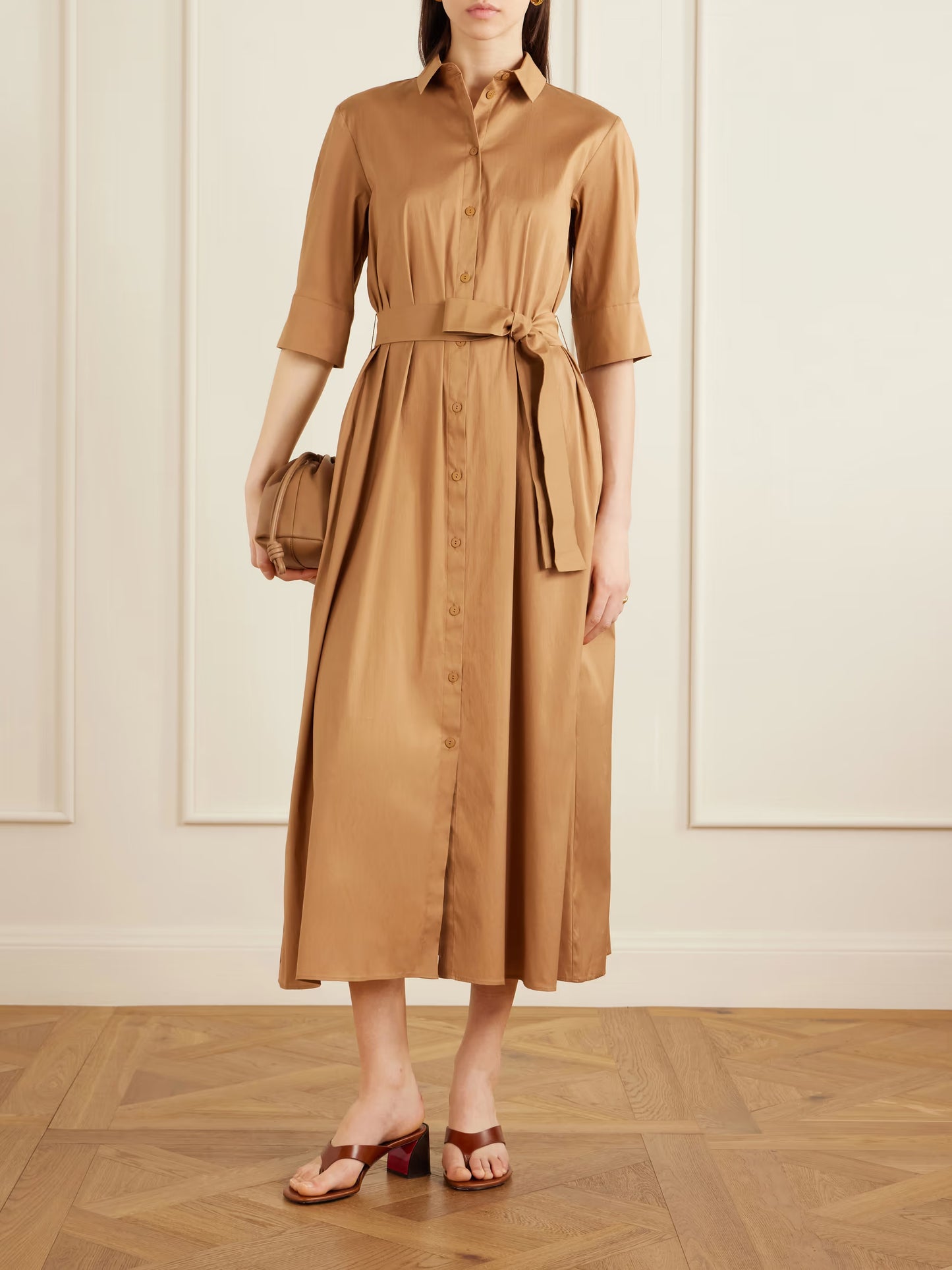 Cotton-blend Poplin Midi Dress