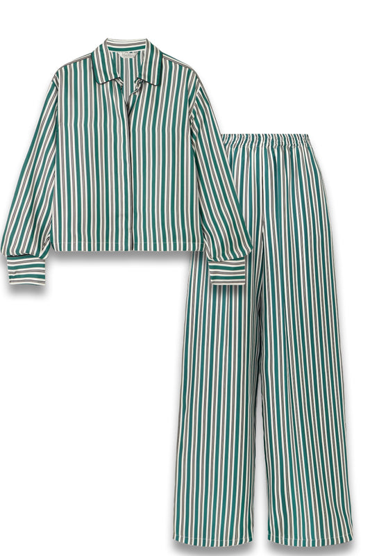 Brama Striped Silk-Twill Shirt and Wide-leg Pants