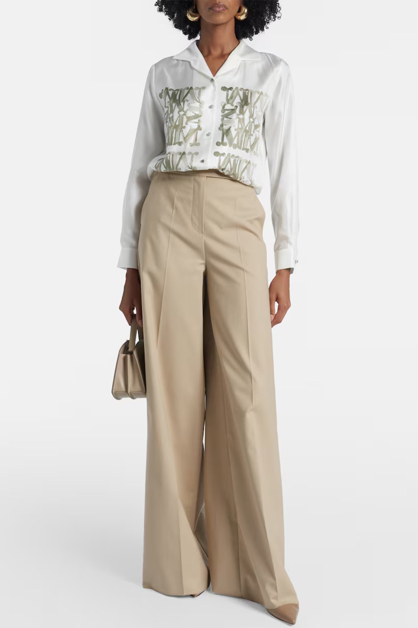 Cotton-Blend Wide-Leg Pants