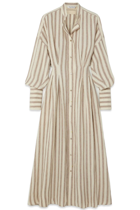 Yole Striped Linen Midi Shirt Dress