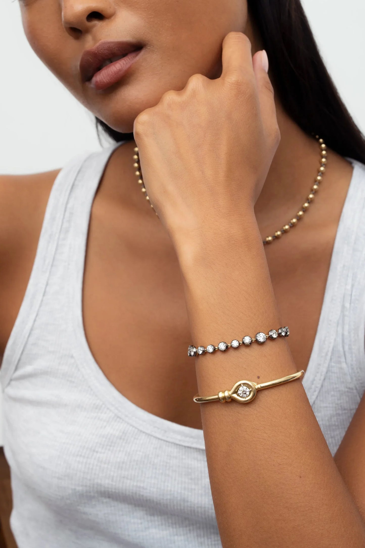 Signature Diamond Button Back Bracelet