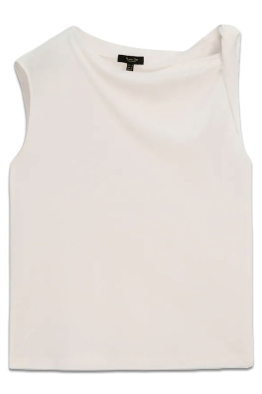 Cotton Top With Draped Shoulder Detail