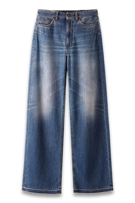 Distressed Authentic Mid-Waist Baggy Jean