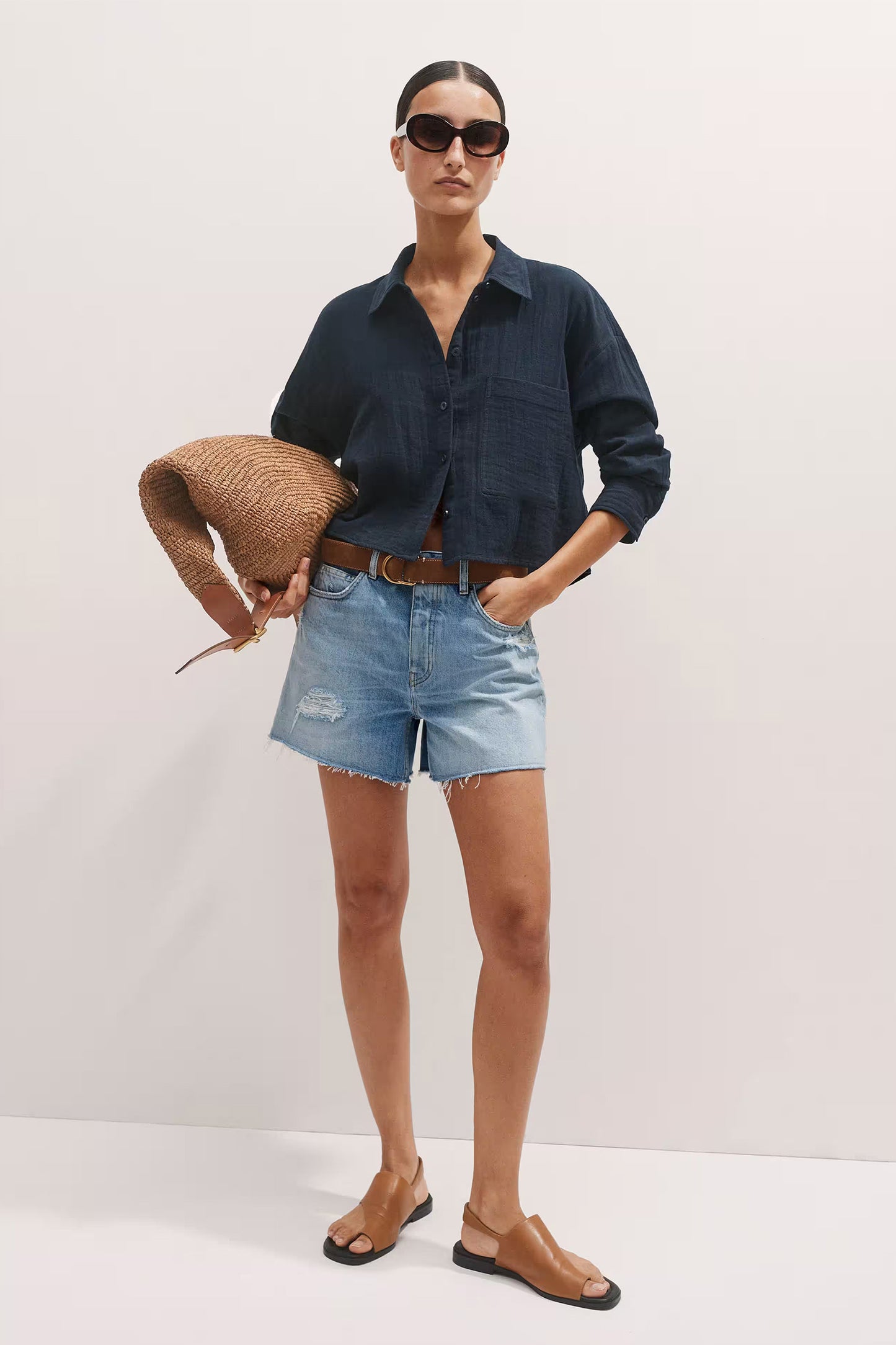 Cheesecloth Cropped Shirt