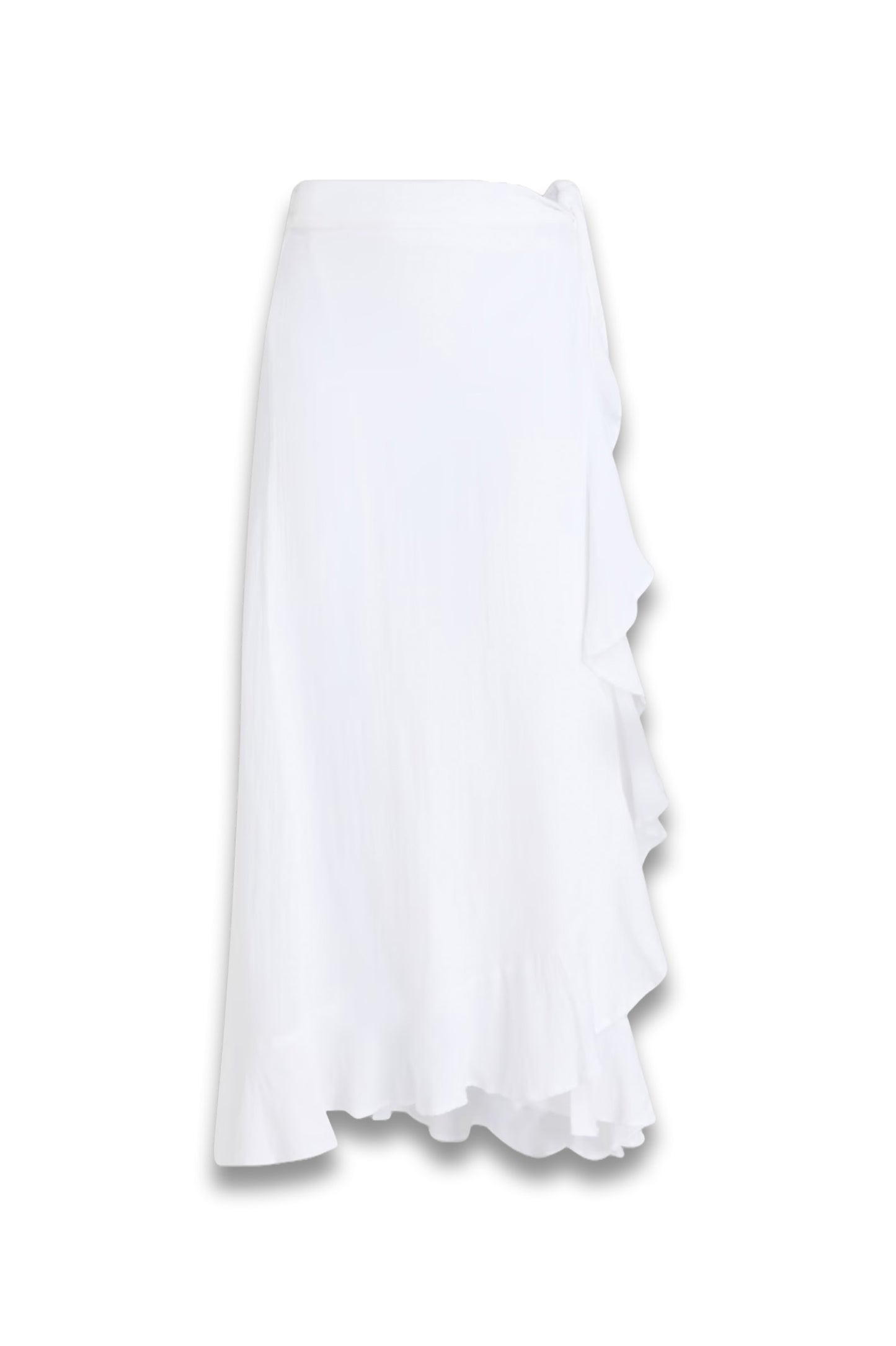Danni ruffled cotton-gauze midi wrap skirt