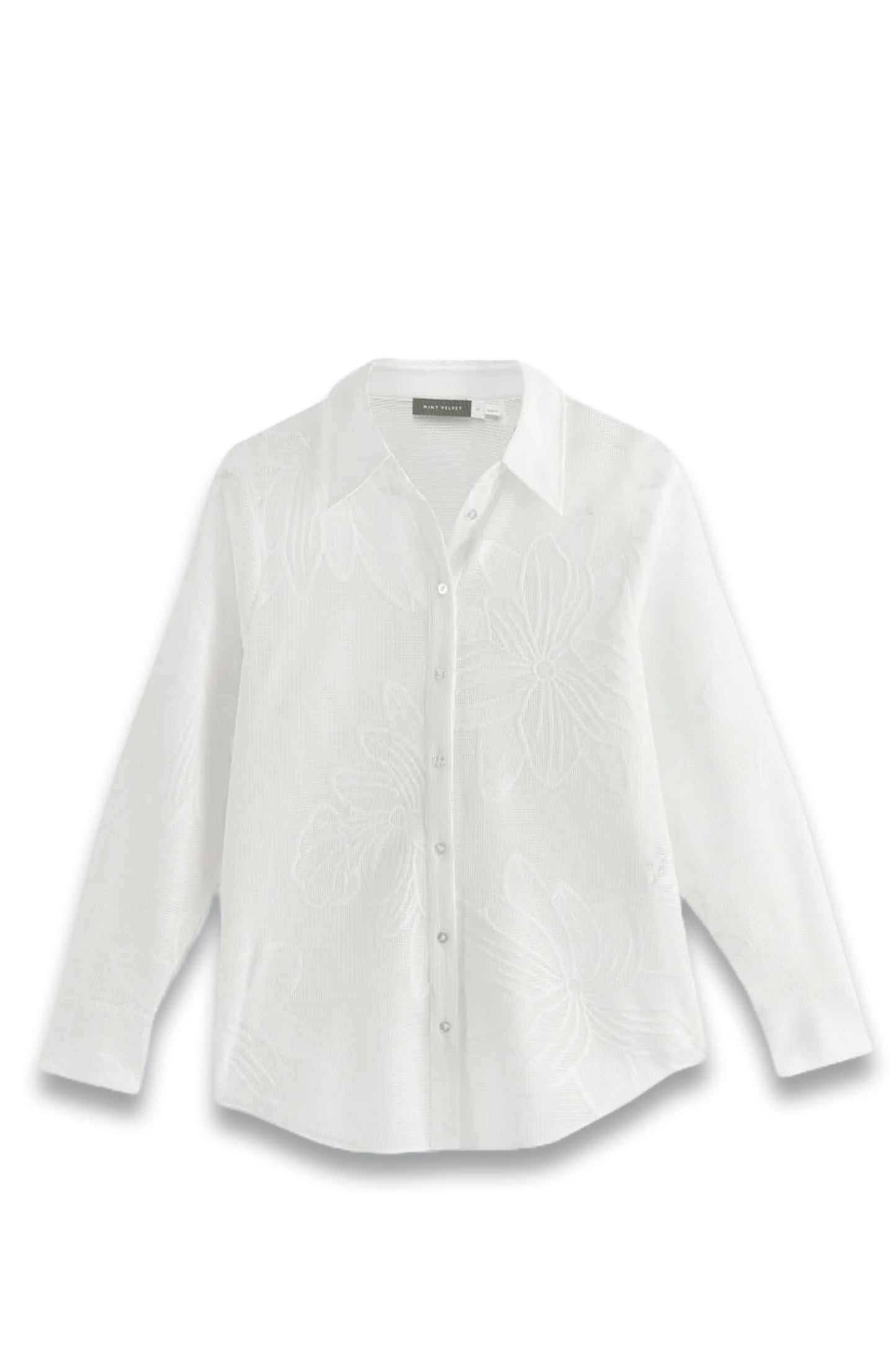 White Floral Mesh Shirt