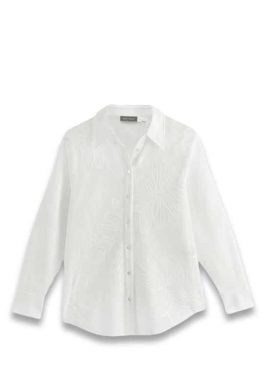 White Floral Mesh Shirt