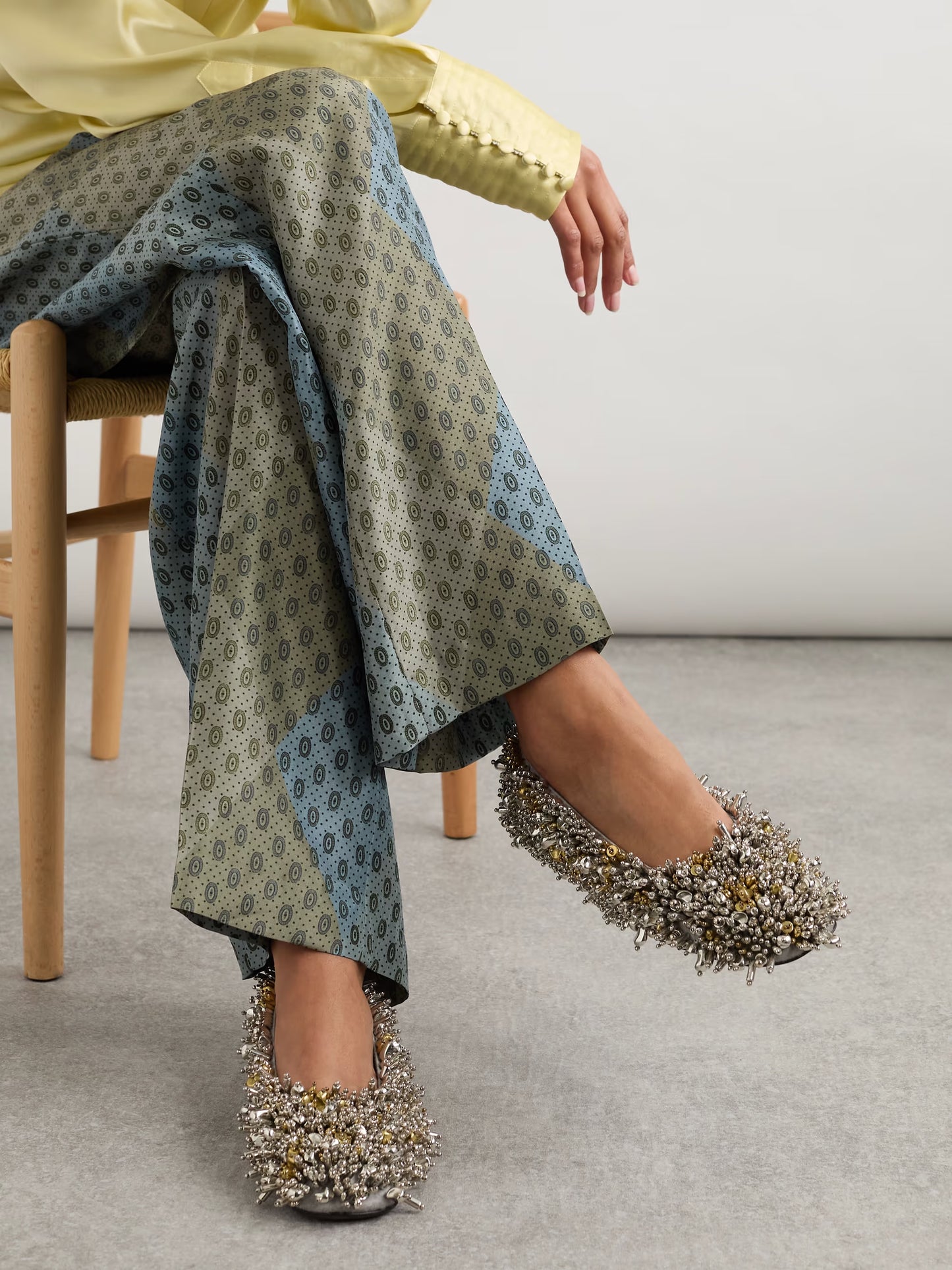 Embellished Felt Ballet Flats