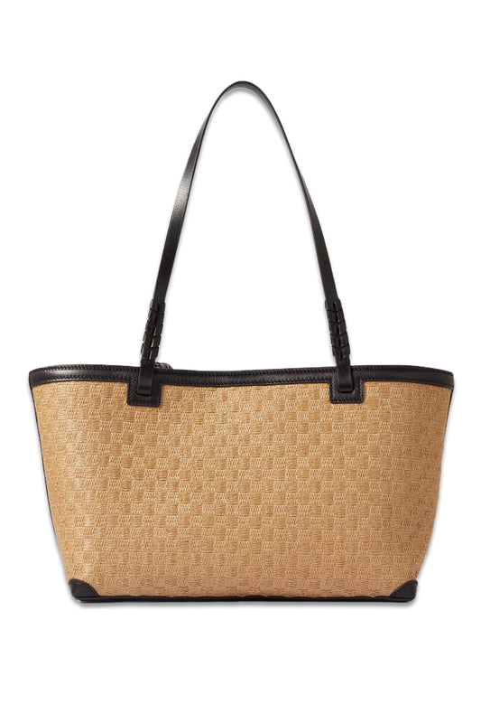 Cala 32 Medium Leather-trimmed Woven Raffia Tote