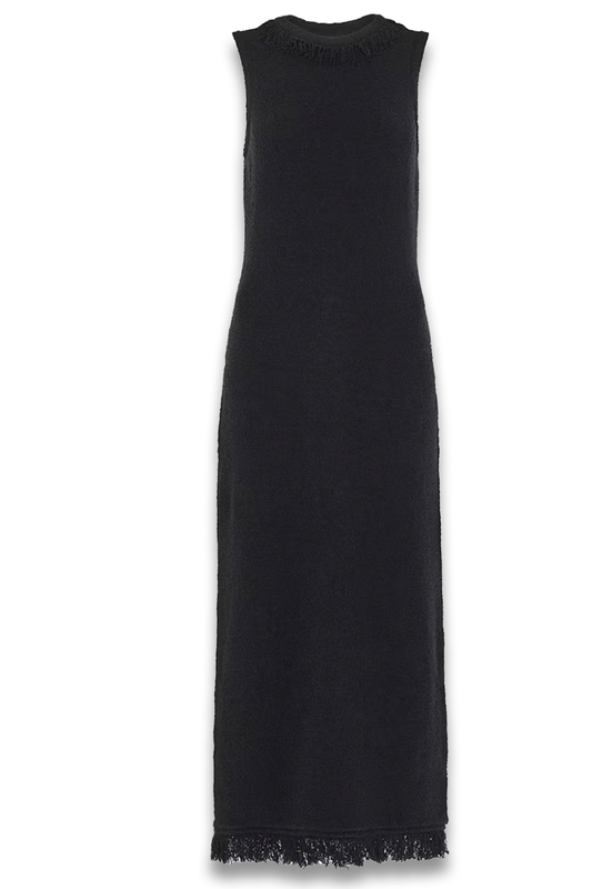Black Fringe Detail Knitted Dress