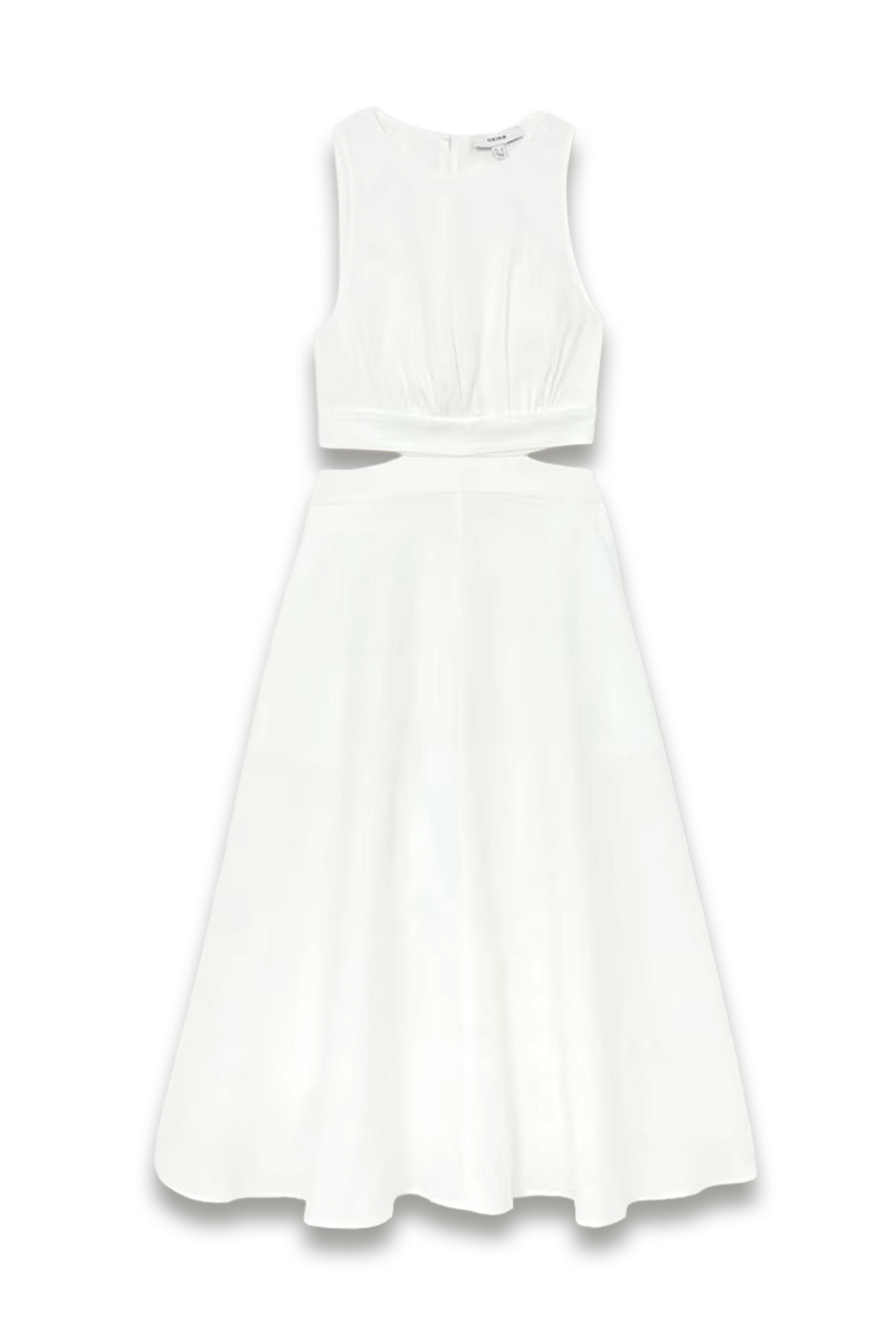 Hazel Linen-Cotton Cut-Out Midi Dress in Ivory