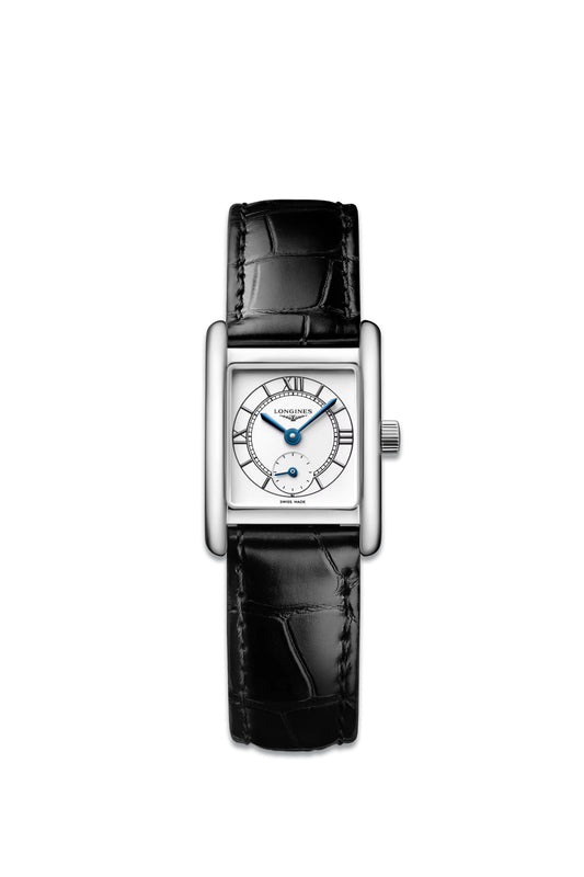 Mini Dolcevita With Silver Dial & Black Alligator Strap