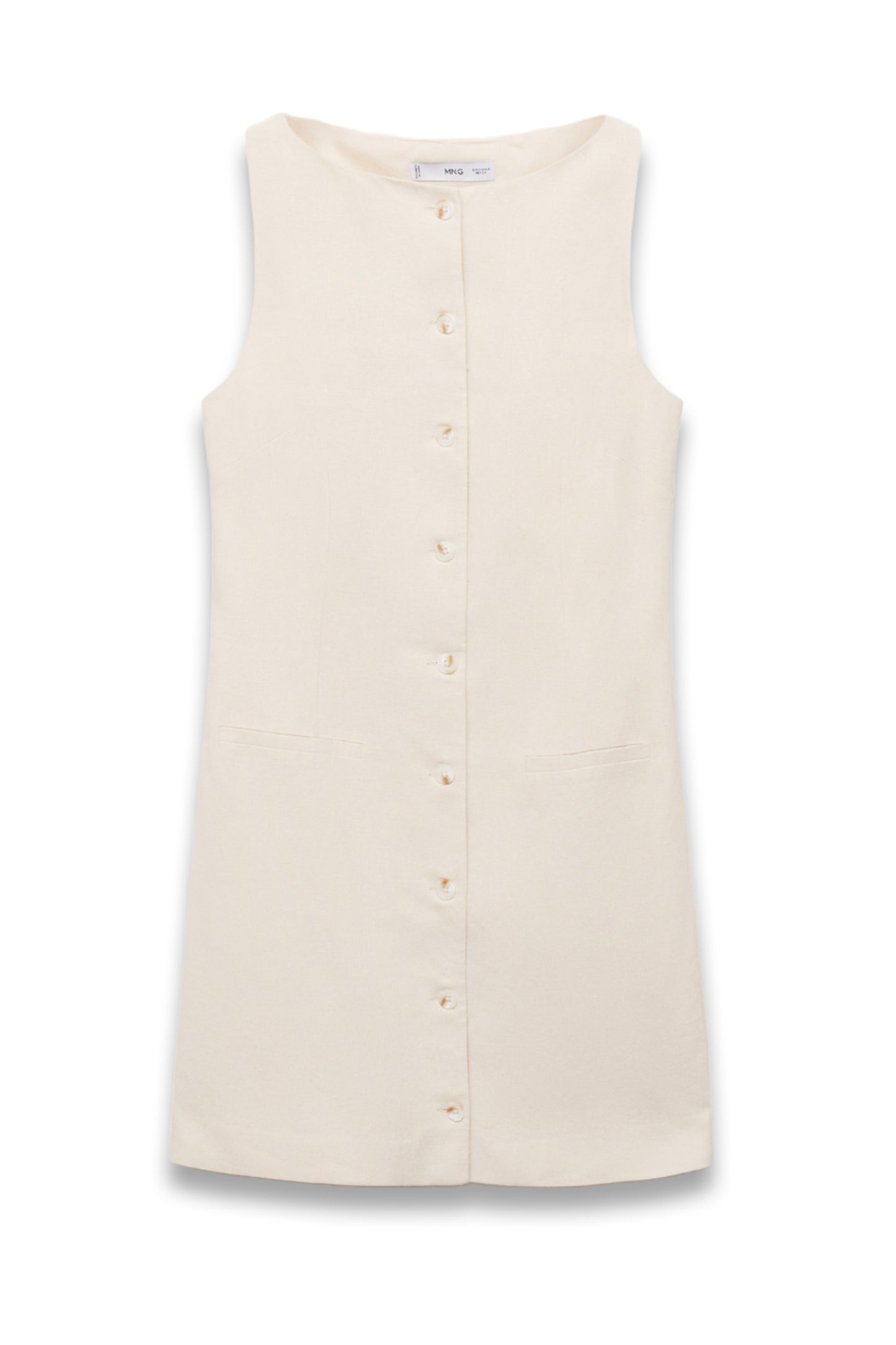 Short Button-down Linen-blend Dress