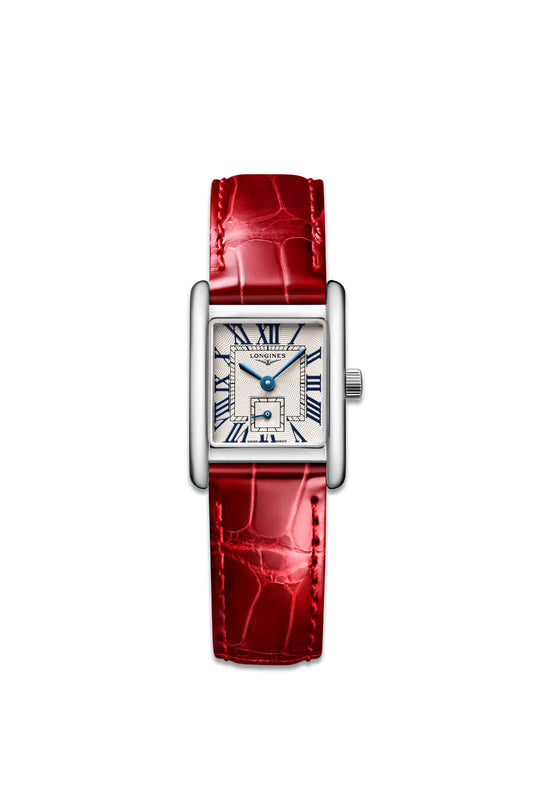 Mini Dolcevita With Silver Dial & Red Alligator Strap