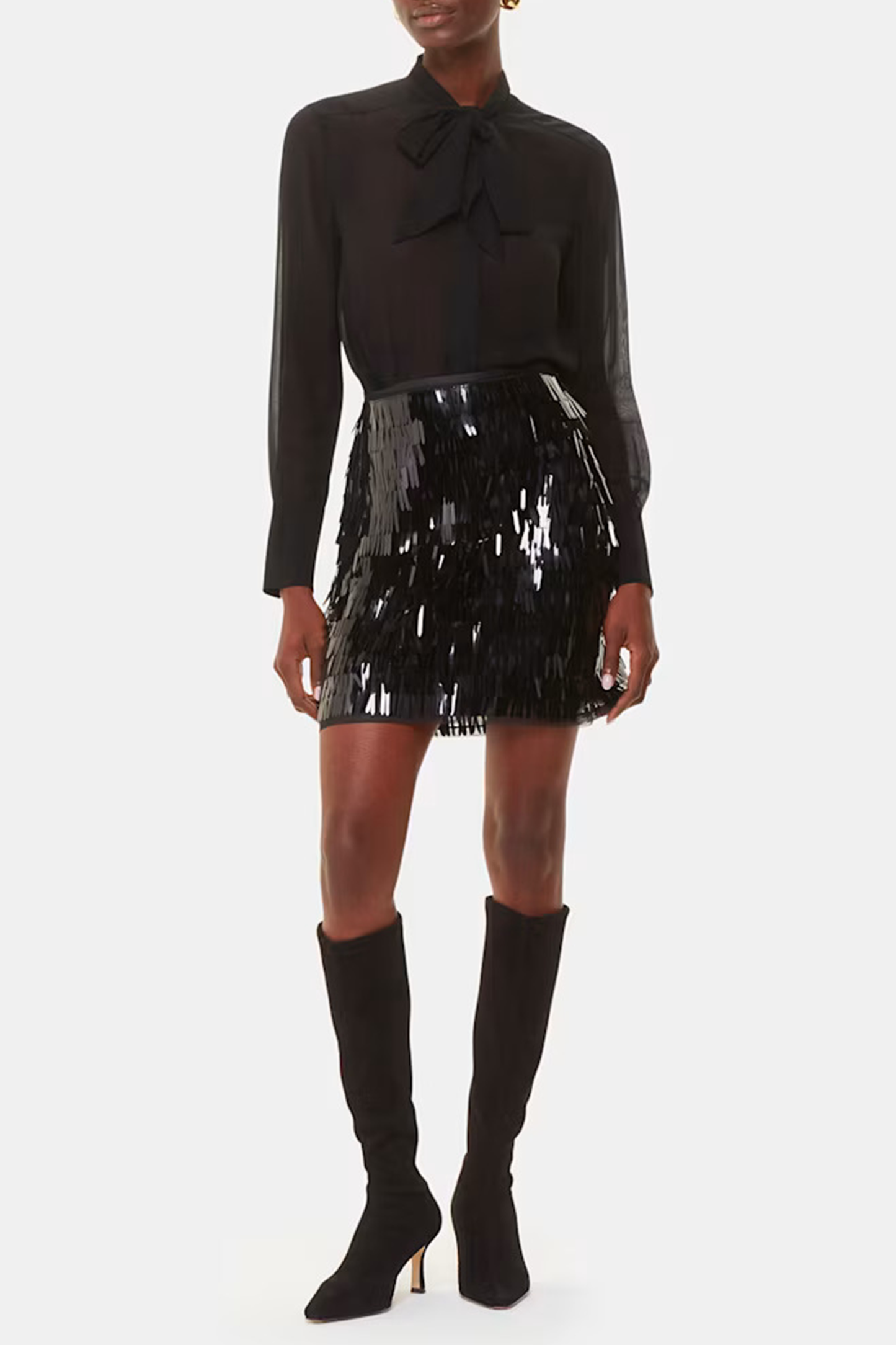 Black Sword Sequin Mini Skirt
