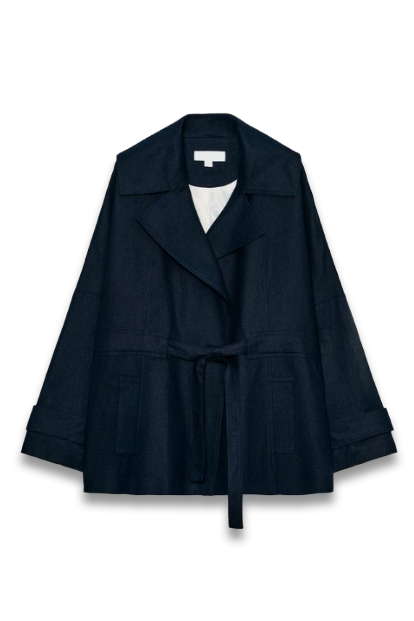 Belted Linen Blend Trench Coat