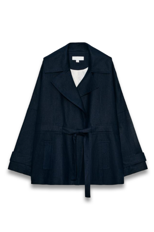 Belted Linen Blend Trench Coat