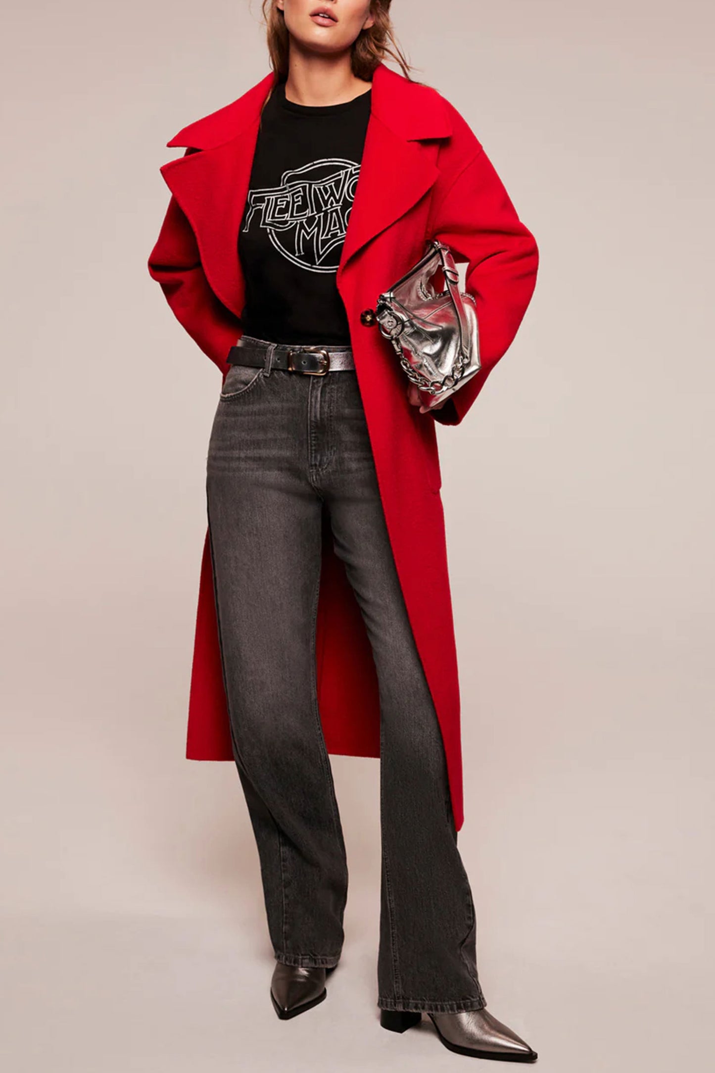 Red Split Seam Longline Coat