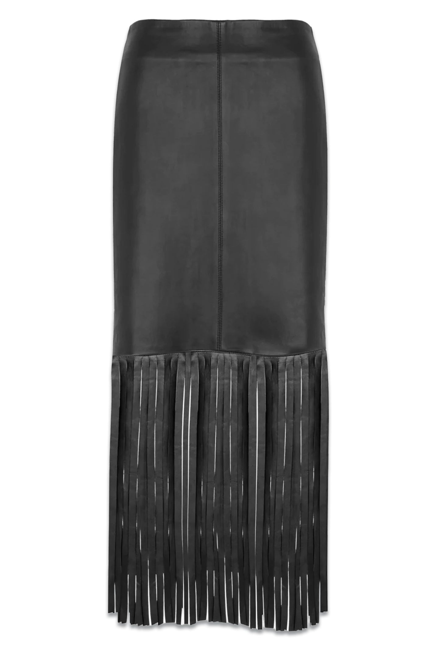 Black Leather Fringe Skirt