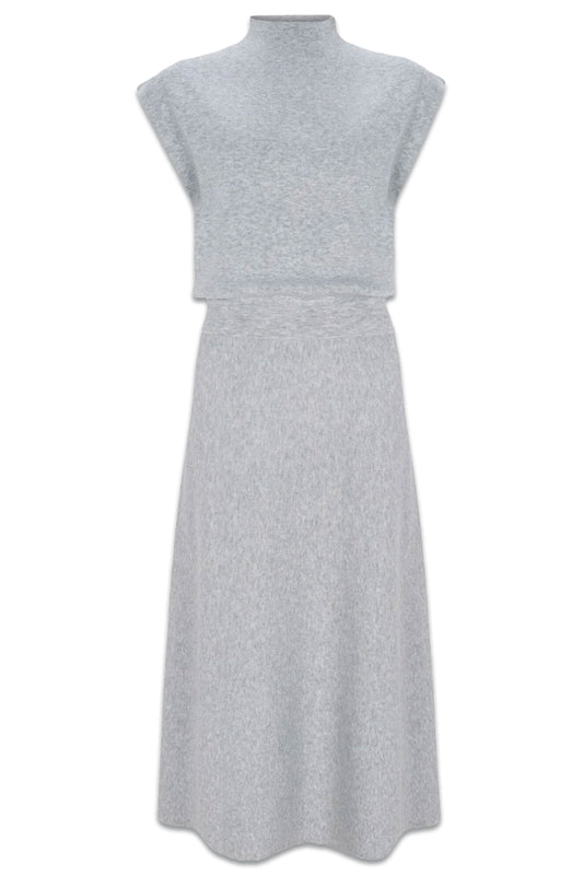 Grey Wool Blend Midi Dress