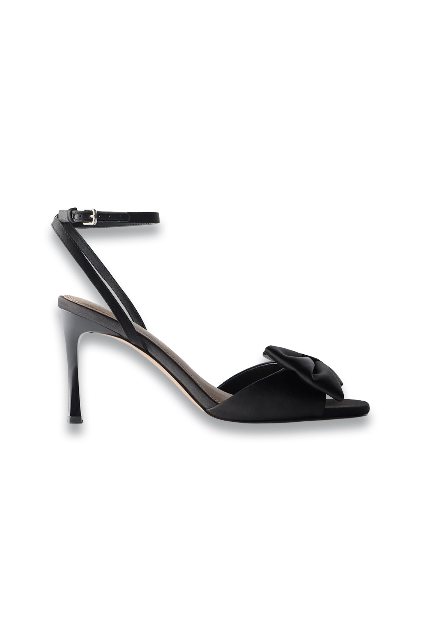 Noa Black Satin Bow-detail High Heels