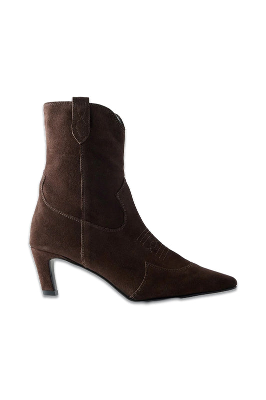 Brown Suede Western Ankle Boots