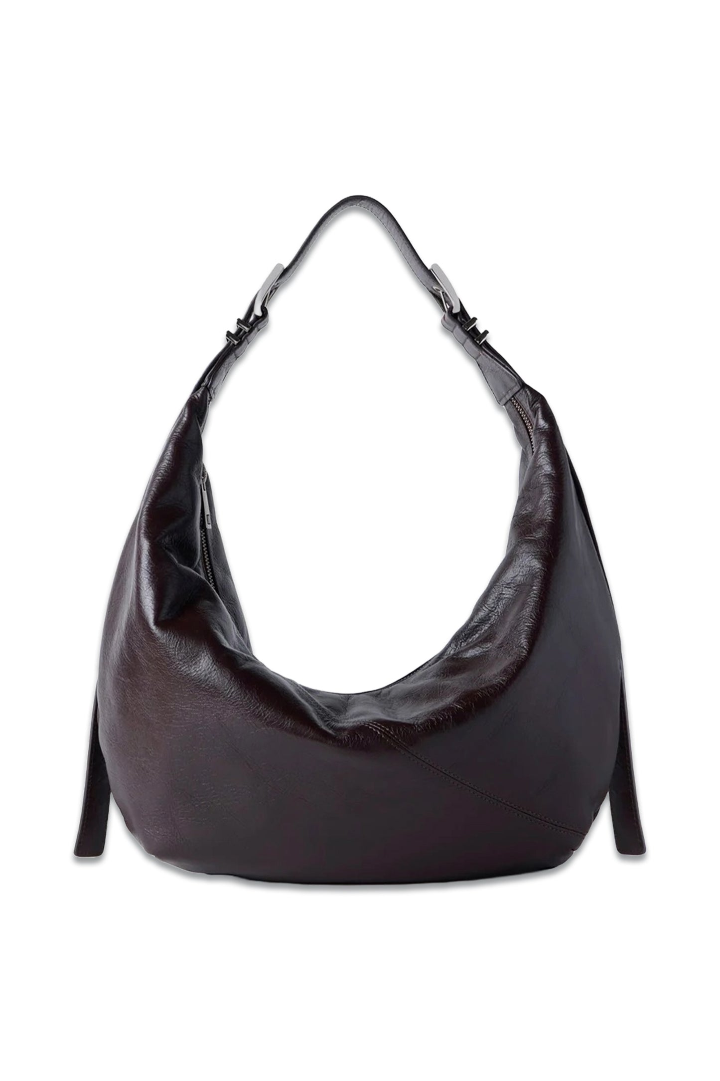 Burgundy Leather Scoop Shoulder Bag