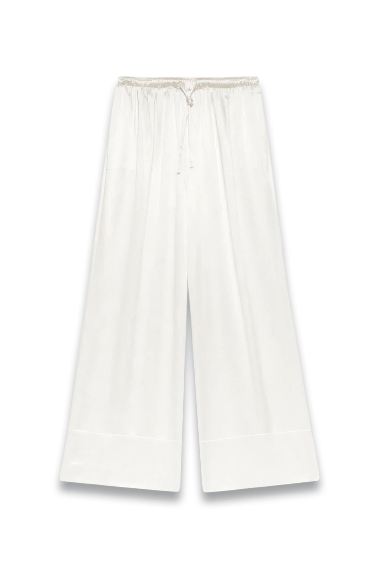Cream Satin Wide-leg Trouser