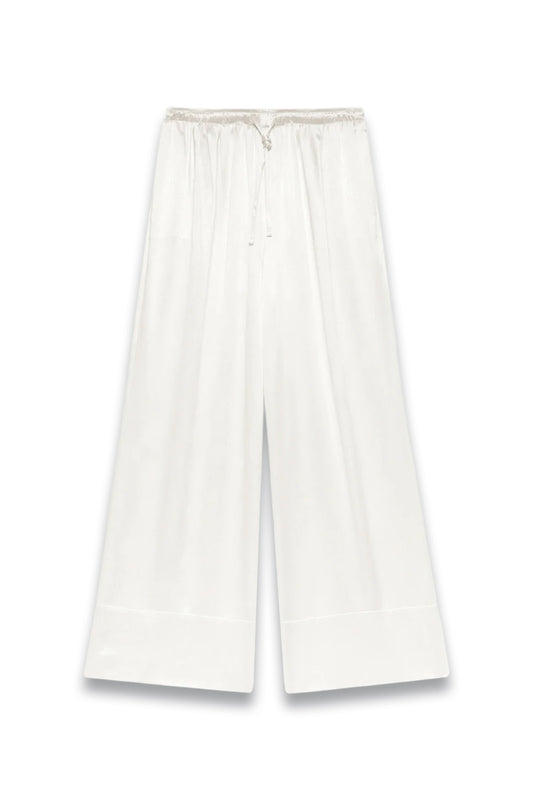 Cream Satin Wide-leg Trouser