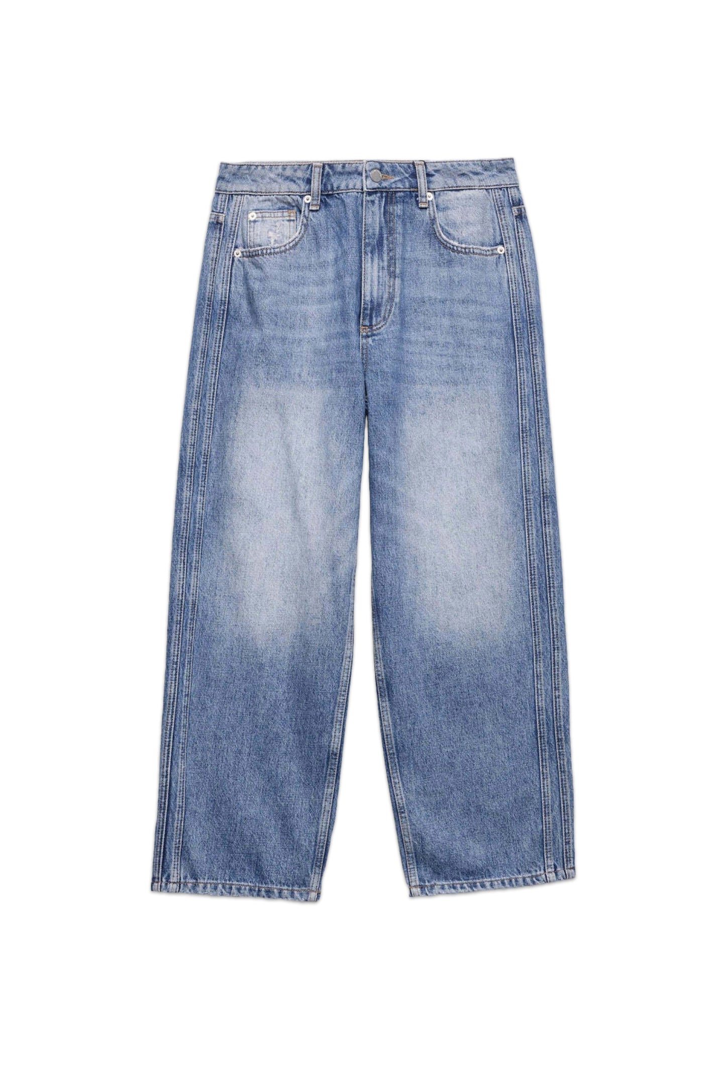 Mid Indigo Relaxed Tapered Boyfriend Jeans