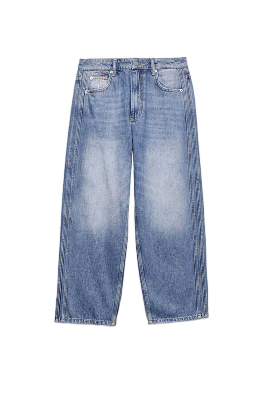 Mid Indigo Relaxed Tapered Boyfriend Jeans