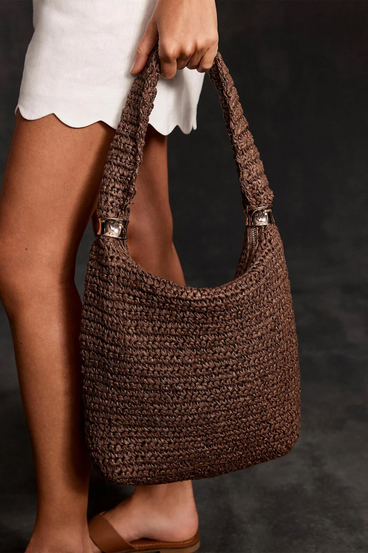 Brown Woven Shoulder Bag