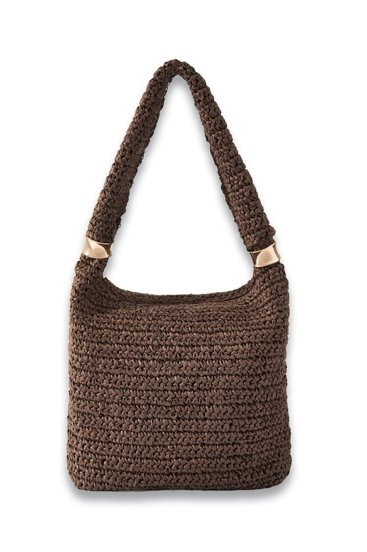 Brown Woven Shoulder Bag