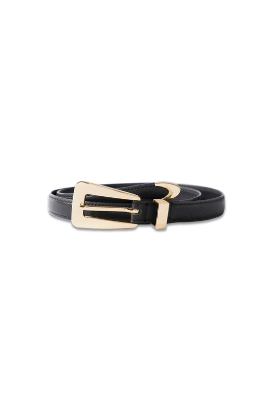 Black Leather Thin Buckle Belt