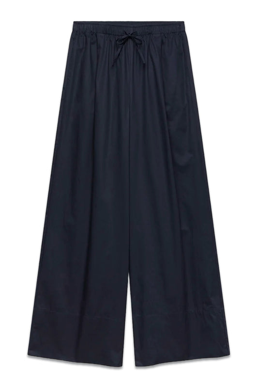 Navy Cotton Wide Trousers