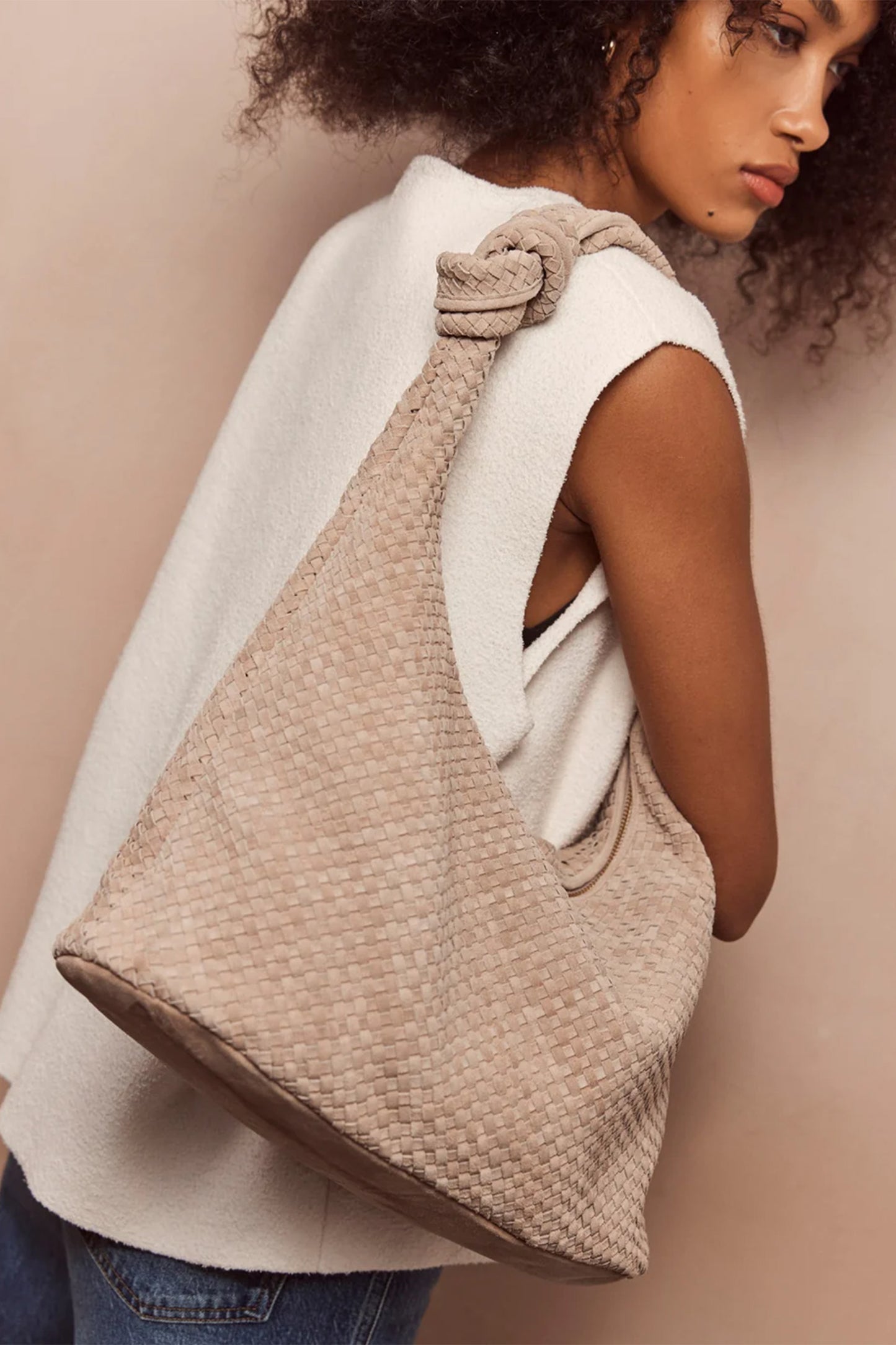 Neutral Woven Knot Handle Bag