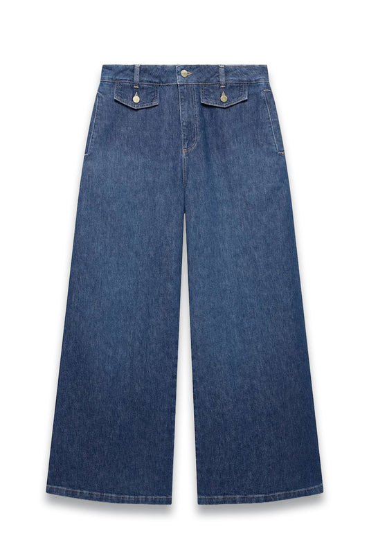 Mid Indigo Palazzo Wide Jeans