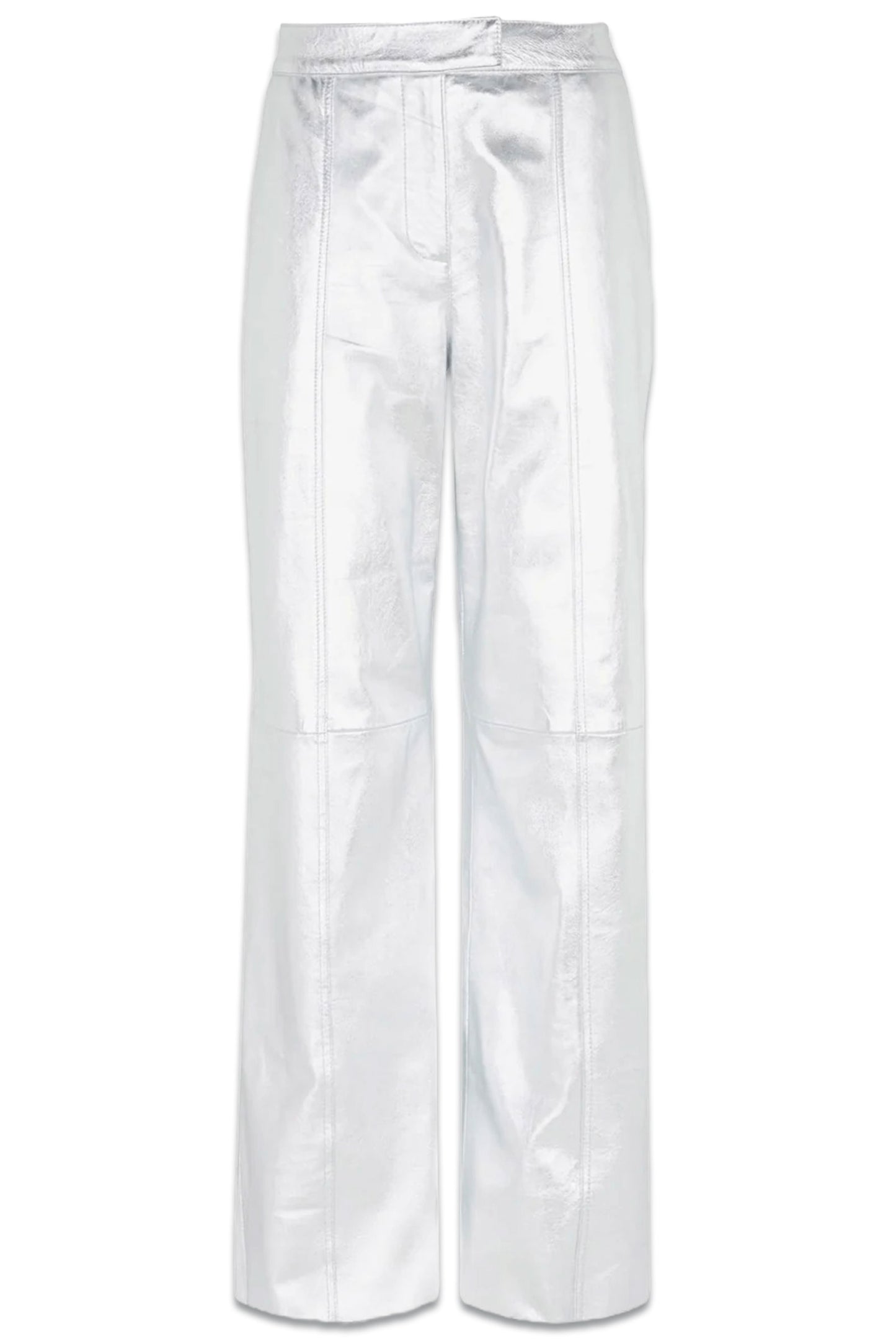 Silver Leather Wide Trousers