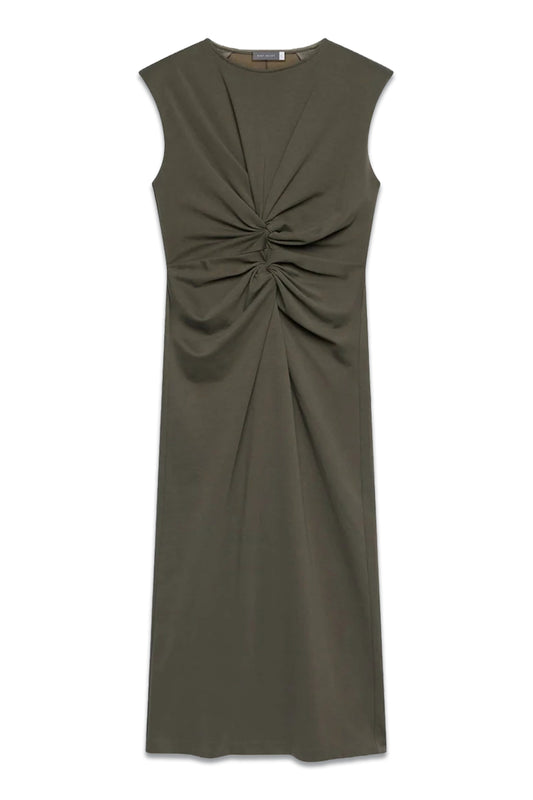 Khaki Twisted Midi Dress