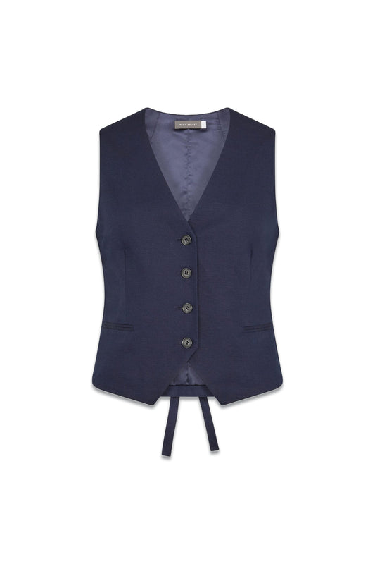 Plain Navy Fitted Waistcoat