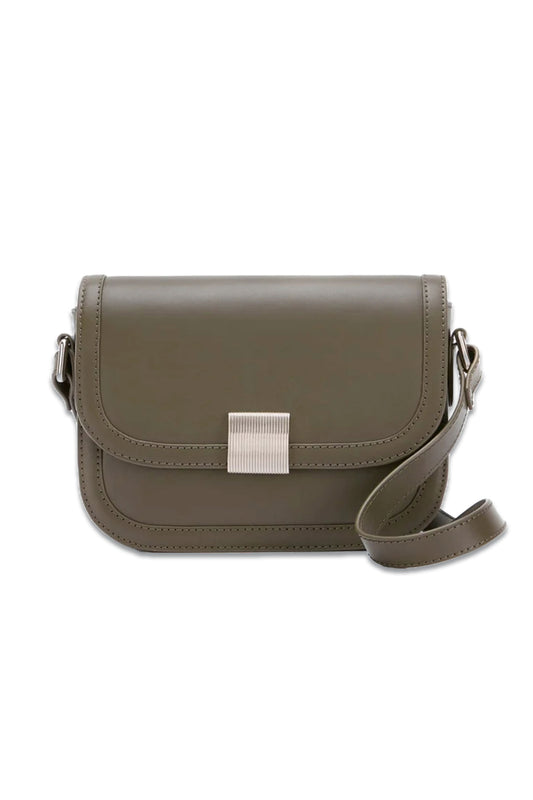 Khaki Leather Crossbody Bag