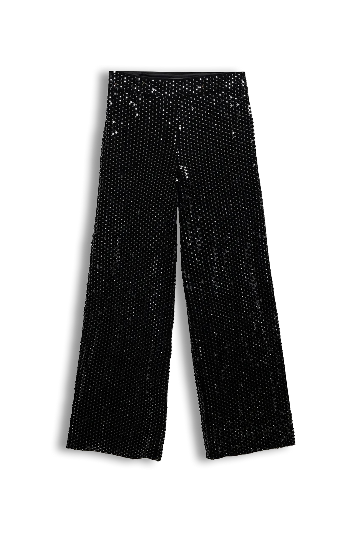 Black Sequin Velvet Wide Trousers